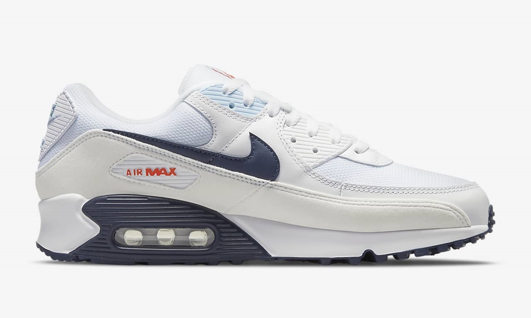 ナイキ エア マックス 90 “ホワイト/チリレッド/サイキックブルー” (NIKE AIR MAX 90 “White/Chile Red/Psychic Blue”) [DM2820-100]