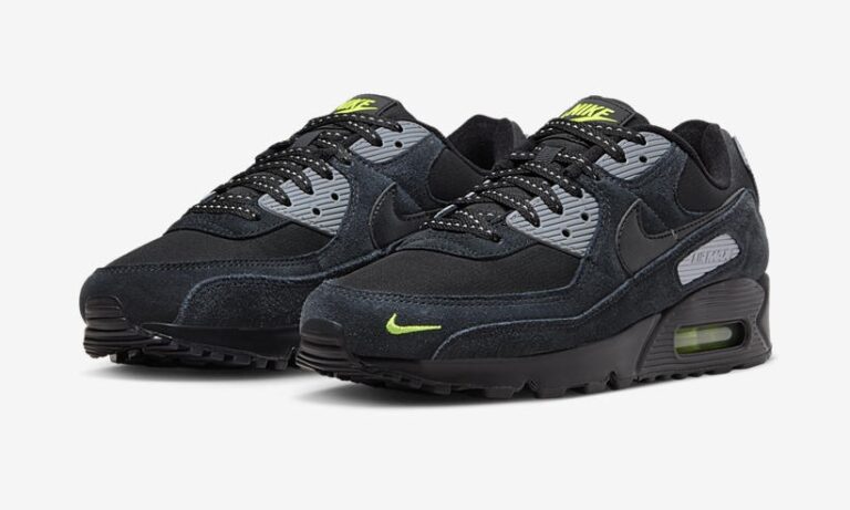 2023 90 NIKE AIR MAX 90 Mini Swoosh Dark Obsidian Volt FQ2377 001 Fullress