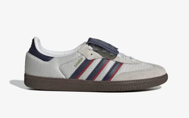 【2024年 6/4 発売】アディダス オリジナルス サンバ ロングタン “グレー/ネイビー” (adidas Originals SAMBA Long Tongues “White/Dark Blue/Gum”) [IE9169]