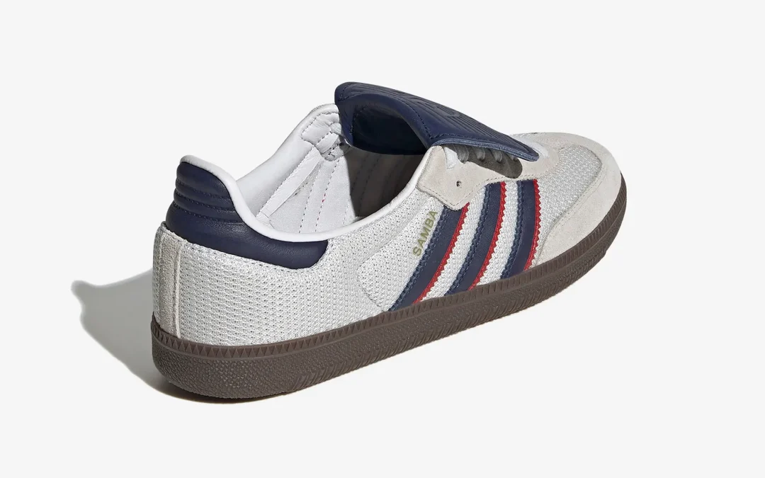 【2024年 6/4 発売】アディダス オリジナルス サンバ ロングタン “グレー/ネイビー” (adidas Originals SAMBA Long Tongues “White/Dark Blue/Gum”) [IE9169]