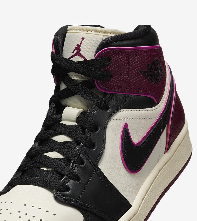 【2024年 8/5 発売】NIKE AIR JORDAN 1 MID “Sail/Active Pink/Bordeaux” (ナイキ エア ジョーダン 1 ミッド “セイル/アクティブピンク/ボルドー”) [FQ7818-101]