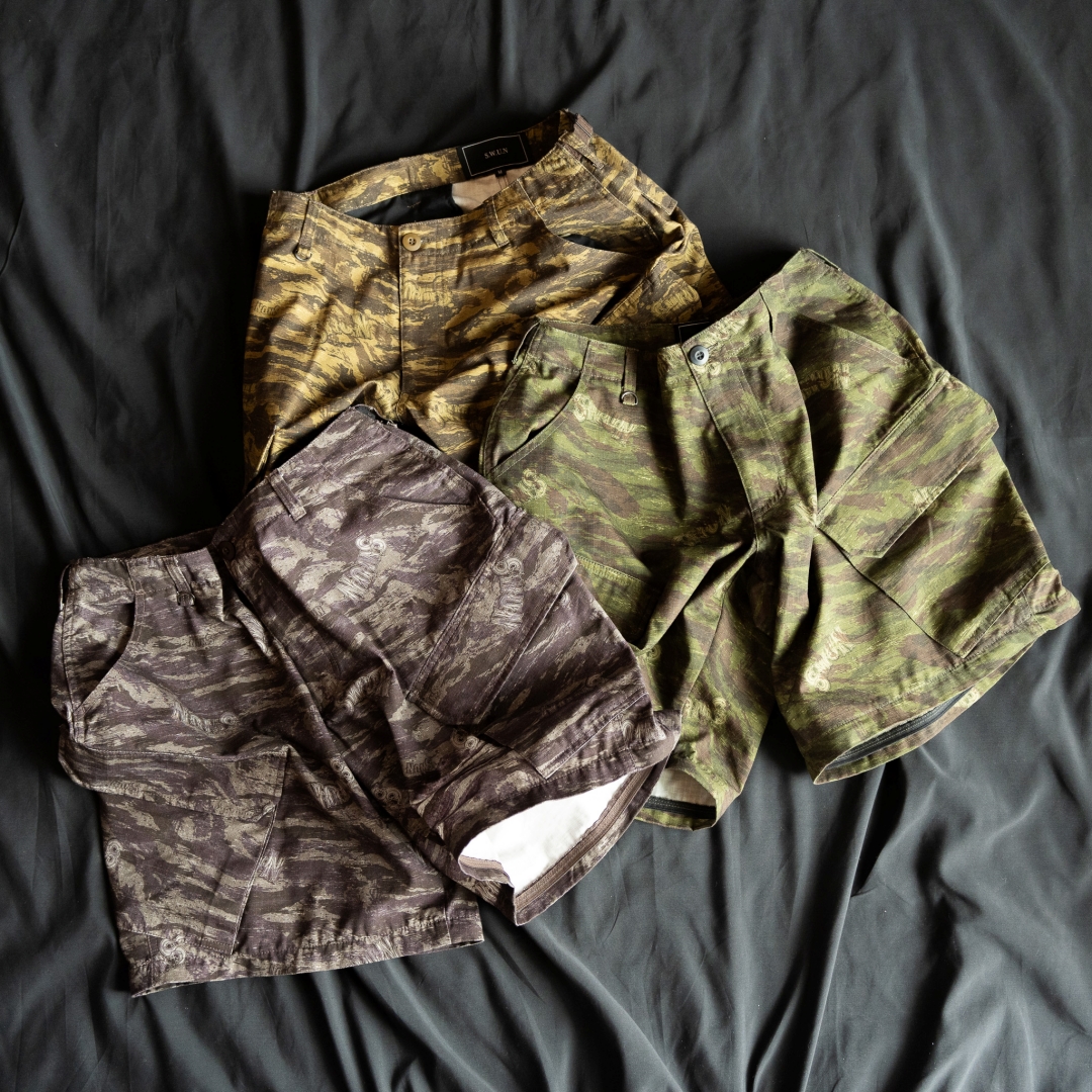 【抽選販売】S.W.U.N “Tiger Camo 2Way Cargo Pants” (エスダブルユーエヌ “タイガーカモ 2ウェイ カーゴパンツ”)