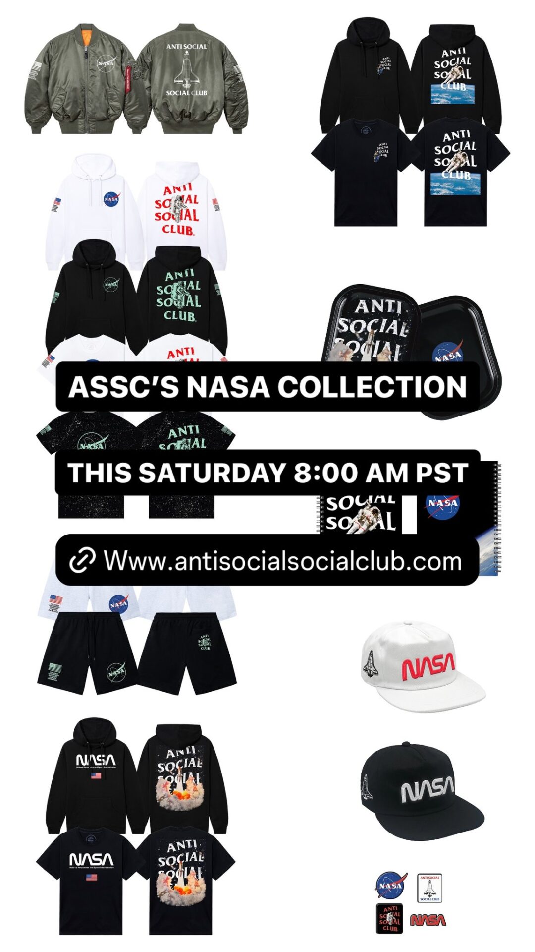 NASA x Anti Social Social Club コラボレーションが2024年 6/1 発売 (ナサ アンチ ソーシャル ソーシャル クラブ)