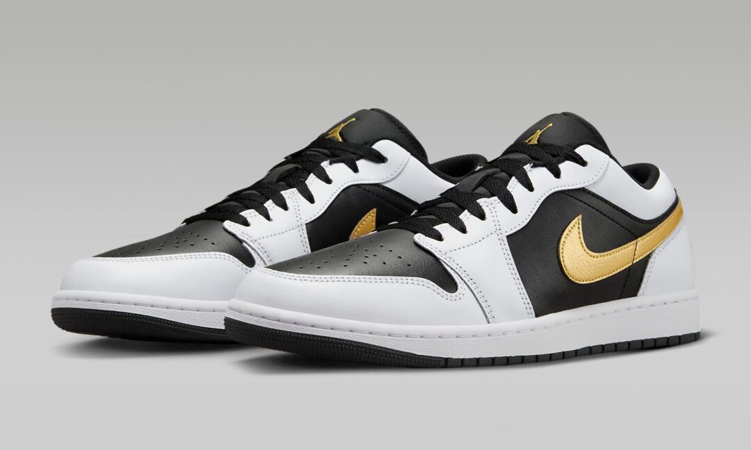 NIKE AIR JORDAN 1 LOW “White/Black/Metallic Gold” (ナイキ エア ジョーダン 1 ロー "ホワイト/ブラック/メタリックゴールド") [553558-172]