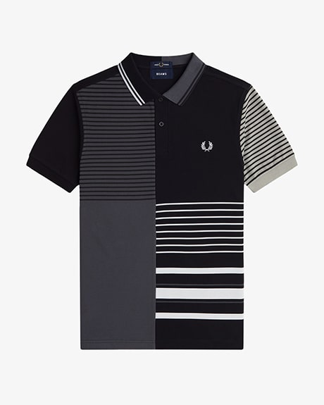 FRED PERRY × BEAMS グローバルプロジェクト！無彩色でハイコントラストなパッチワークデザインを落とし込んだ「BLANK CANVAS」が2024年 7/26 発売 (フレッドペリー ビームス)