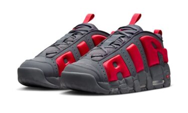 2024 NIKE AIR MORE UPTEMPO LOW Dark Grey Light Crimson FZ3055 002 Fullress