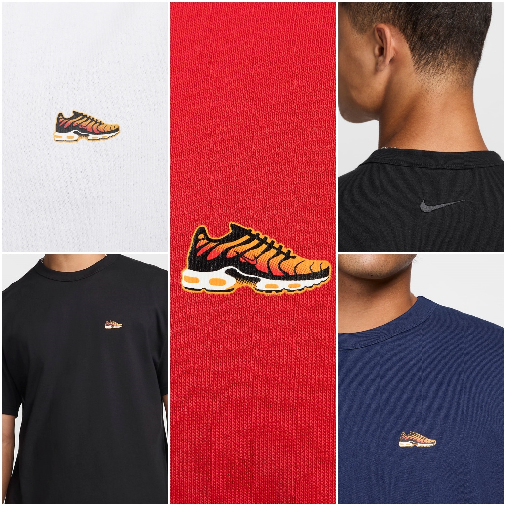 【2024年 8/1 発売】「NIKE AIR MAX PLUS」の刺繍パッチ メンズTee (ナイキ スポーツウェア プレミアム) [HJ8169-010/HJ8169-100/HJ8169-410/HJ8169-657]