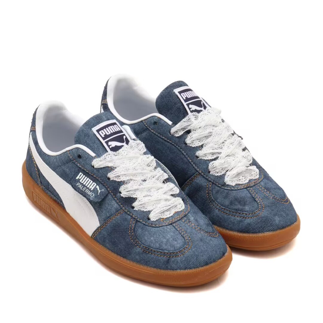 【2024年 8/23 発売】atmos pink × PUMA PALERMO DENIM “Puma Navy/Puma White” (アトモスピンク プーマ パレルモ デニム “ネイビー/ホワイト”) [399990-01]