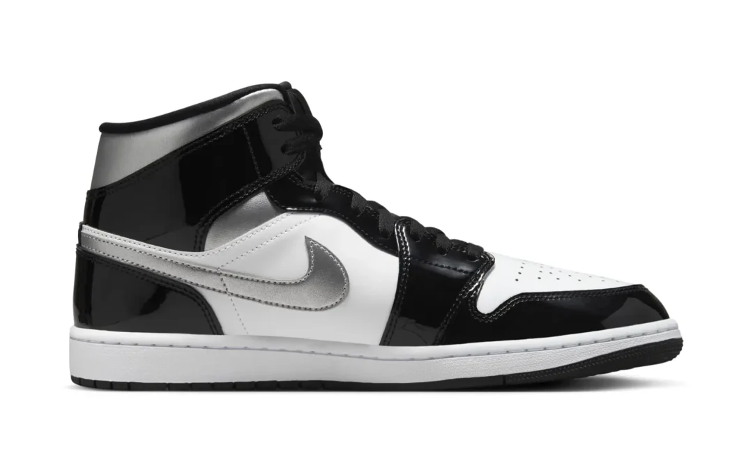 【2024年末 発売予定】NIKE AIR JORDAN 1 MID “Patent Black/Metallic Silver” (ナイキ エア ジョーダン 1 ミッド “パテントブラック/メタリックシルバー”) [HV0789-010]