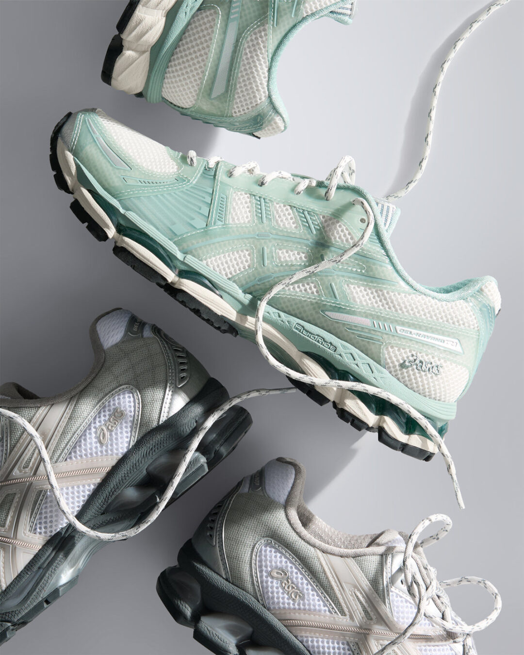 【2024年 10/21 発売】KITH Ronnie Fieg x ASICS GEL-KAYANO 12.1 “Light Sage” (キス ロニー・ファイグ アシックス ゲルカヤノ) [1203A675.100]