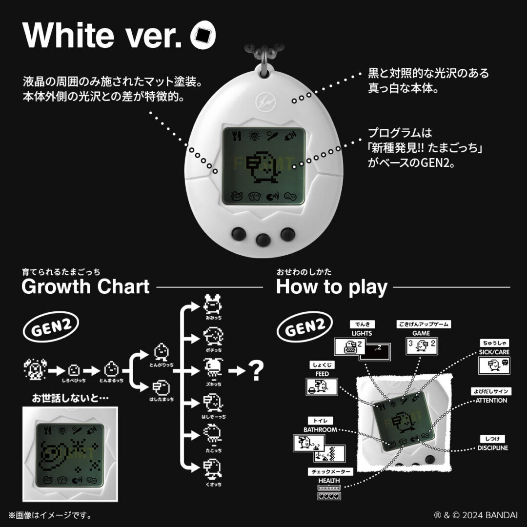 最新のフラグメント バージョンのたまごっち「Original Tamagotchi FRGMT EDITION 2 Black ver. / White ver.」 (FRAGMENT 藤原ヒロシ Tamagotchi)