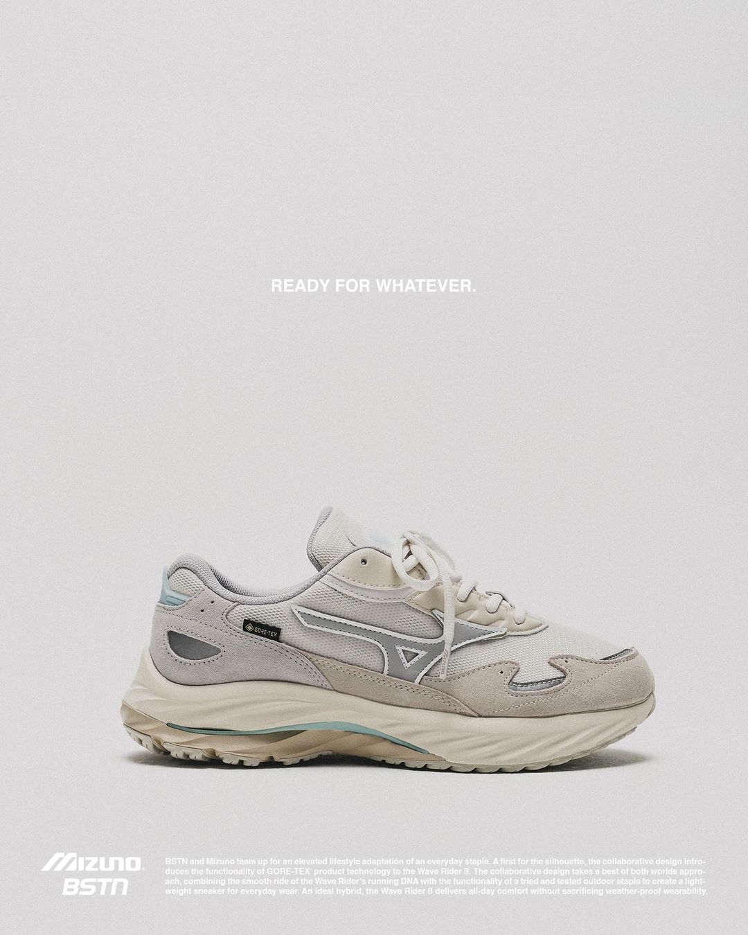 【2024年 9/20 発売】BSTN × Mizuno WAVE RIDER β GTX “White/Grey/Beige” (ボストン ミズノ ウェーブ ライダー) [D1GD242401]