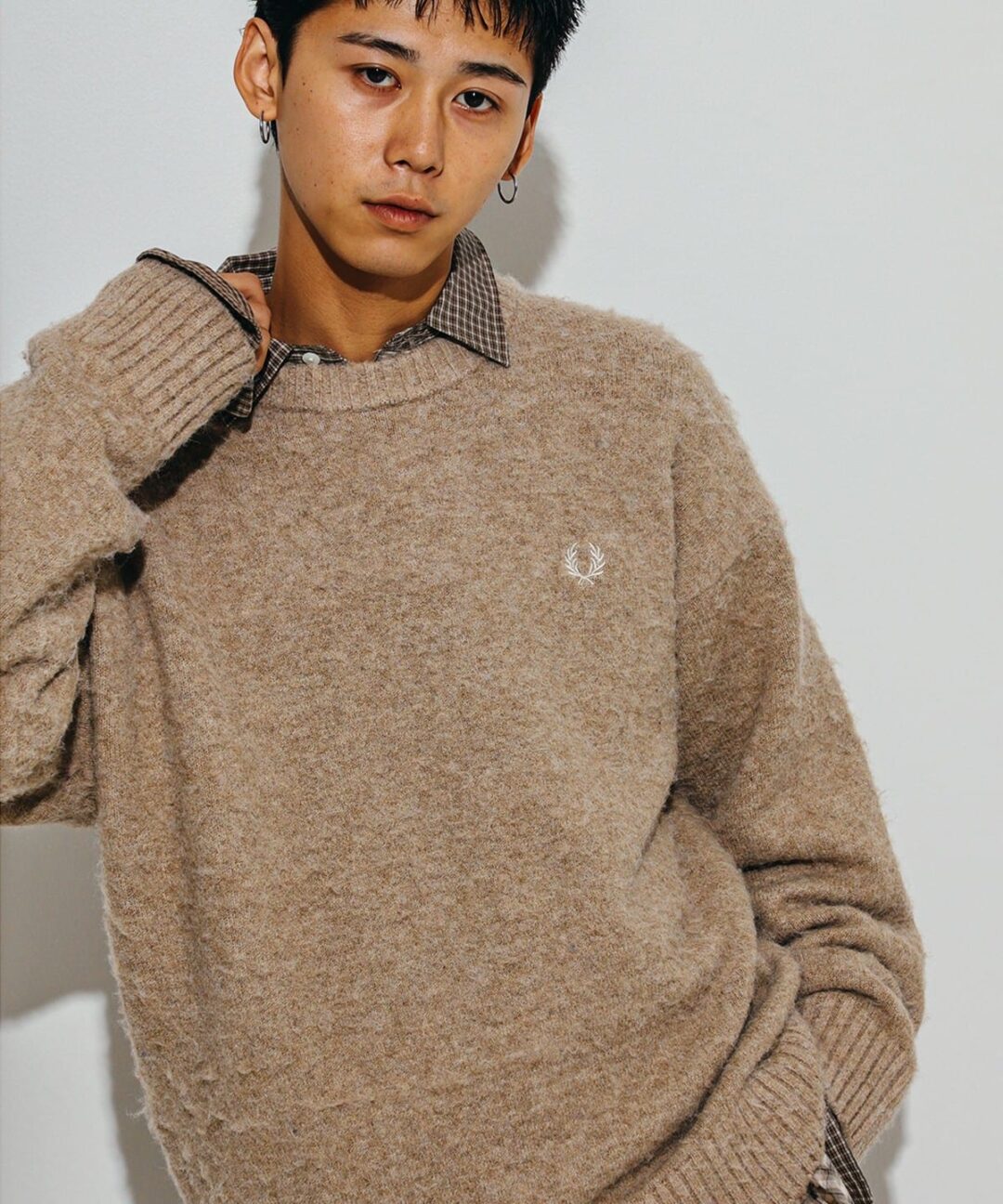 FRED PERRY × BEAMS / 別注 フラッフィ クルーネックニットが2024年 11月下旬 発売 (フレッドペリー ビームス)