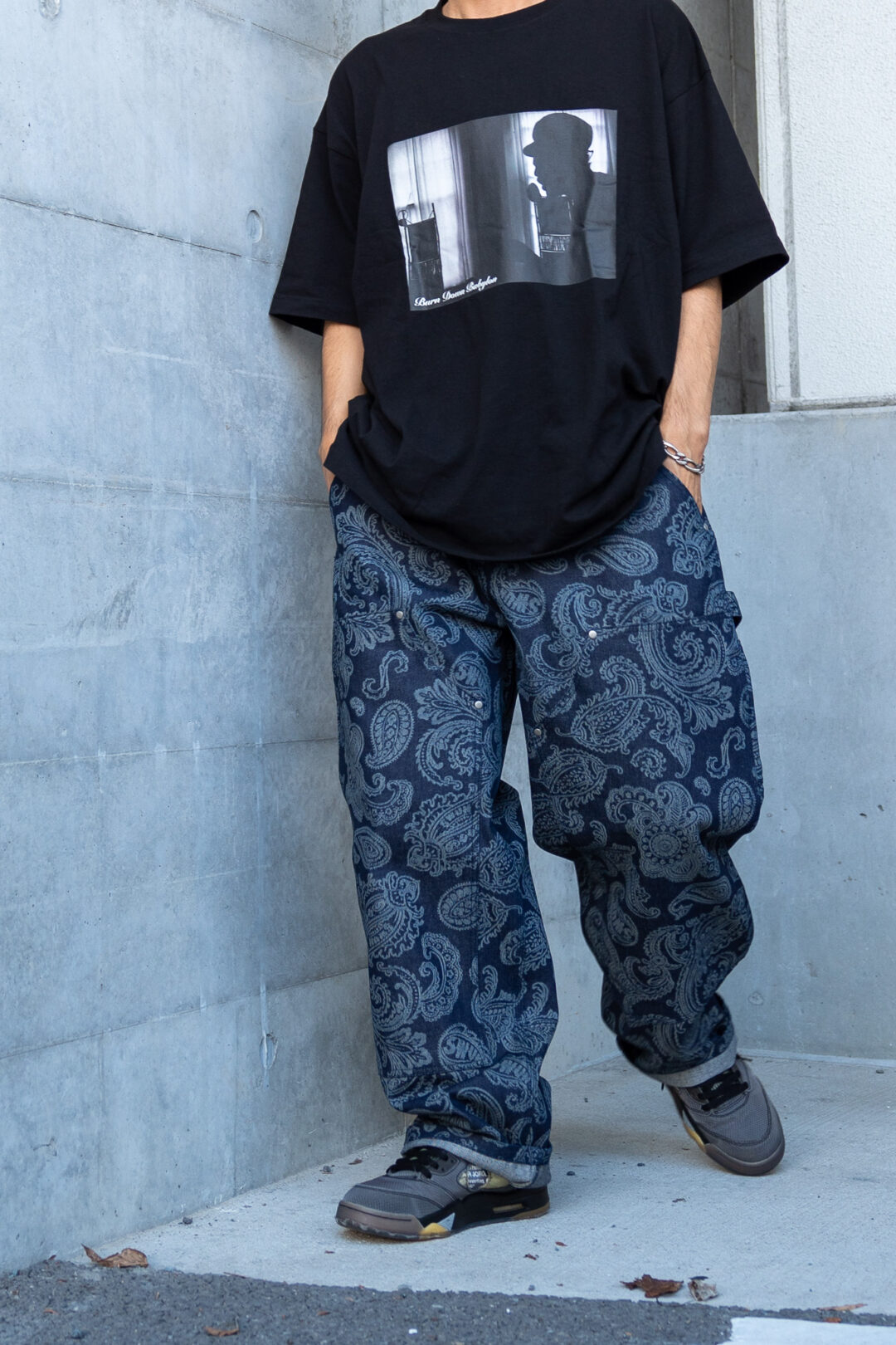 【抽選販売】S.W.U.N “Double Knee Paisley Denim Pants” (エスダブルユーエヌ “ダブルニー ペイズリー デニムパンツ”)