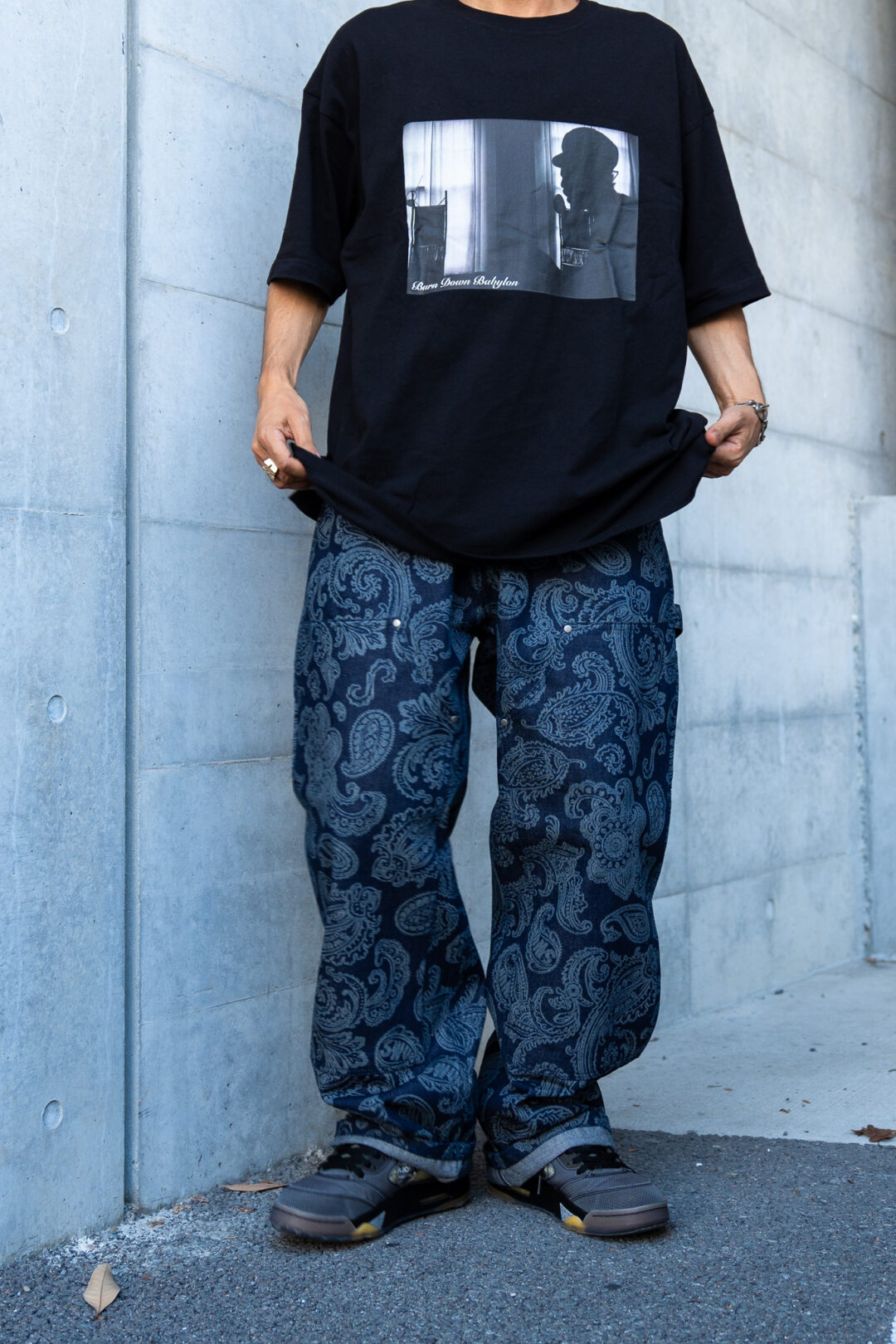 【抽選販売】S.W.U.N “Double Knee Paisley Denim Pants” (エスダブルユーエヌ “ダブルニー ペイズリー デニムパンツ”)