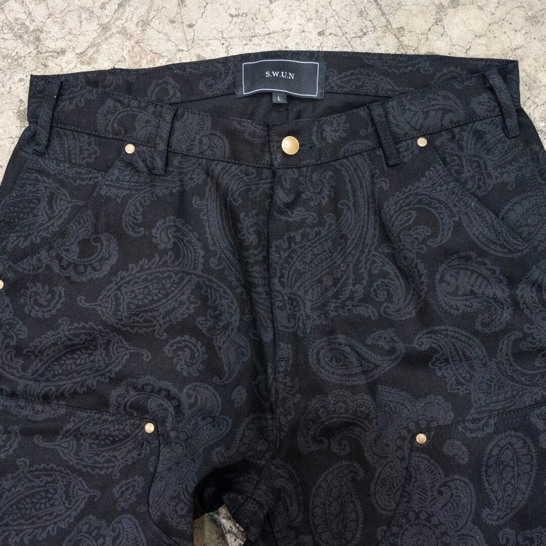 【抽選販売】S.W.U.N “Double Knee Paisley Denim Pants” (エスダブルユーエヌ “ダブルニー ペイズリー デニムパンツ”)