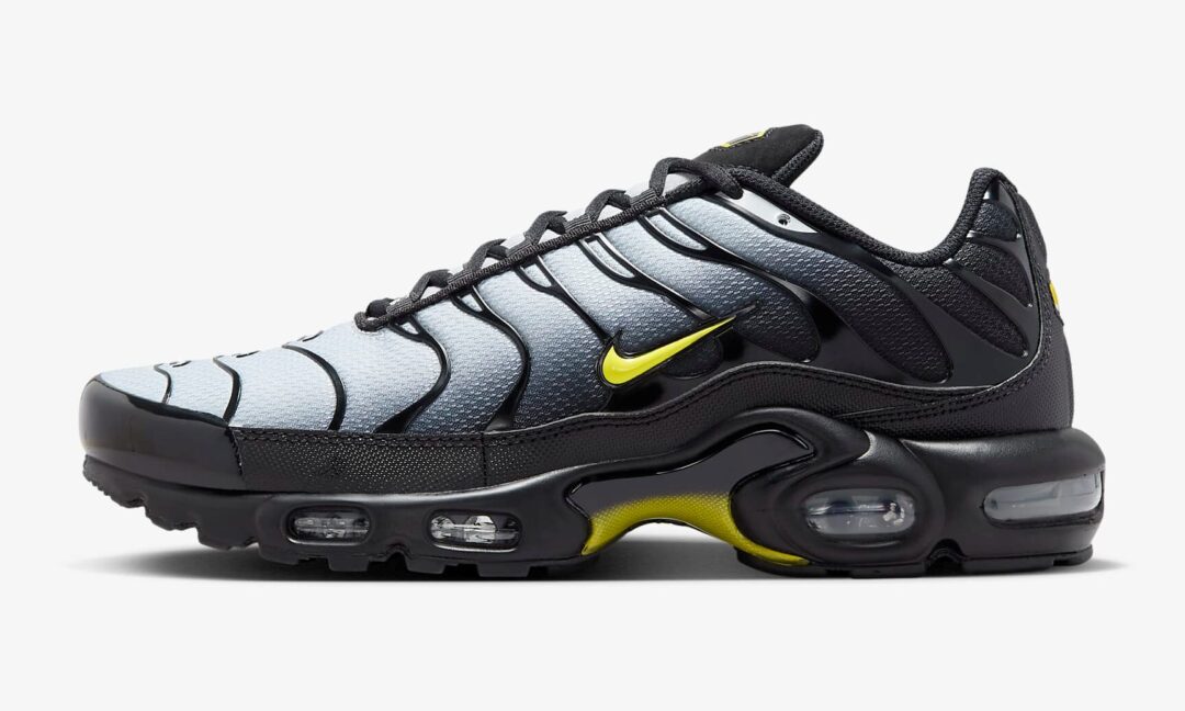 【2024年 10/1 発売】NIKE AIR MAX PLUS “Black/Wolf Grey/Opti Yellow” (ナイキ エア マックス プラス “ブラック/ウルフグレー/オプティイエロー”) [DM0032-012]