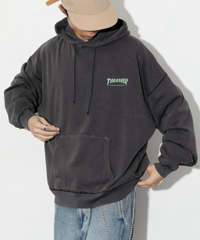 THRASHER × FREAK’S STORE 別注 ピグメントダイ ワンポイントロゴ パーカーが発売 (スラッシャー フリークスストア)