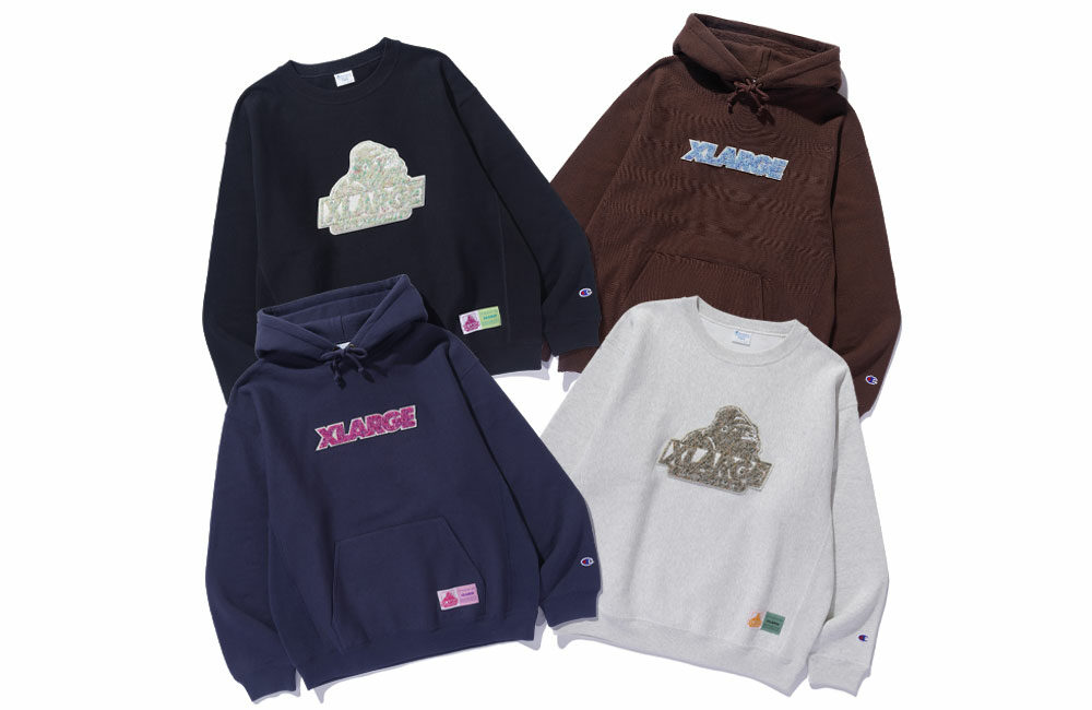 XLARGE × Champion コラボ最新作 “REVERSE WEAVE SWEATSHIRT 2型”が2024年 11/2 発売 ​(エクストララージ チャンピオン リバースウィーブ)