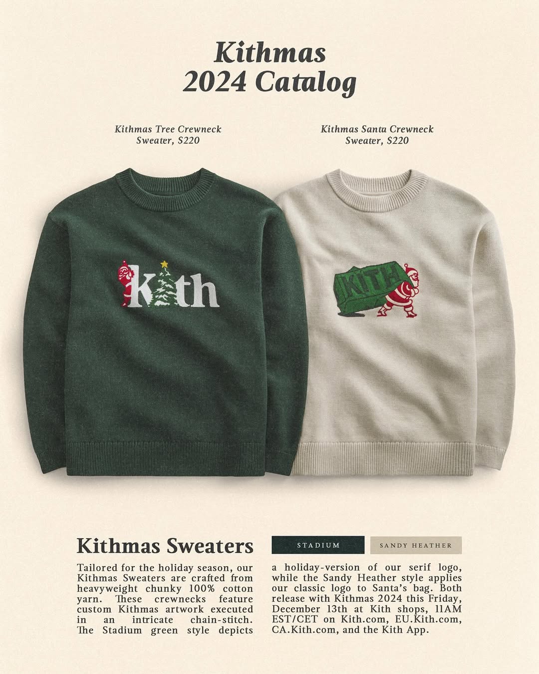 【2024年 12/13 発売】KITH “Kithmas 2024” Santa TEE & CREW & HOODIE (キス “キスマス”)