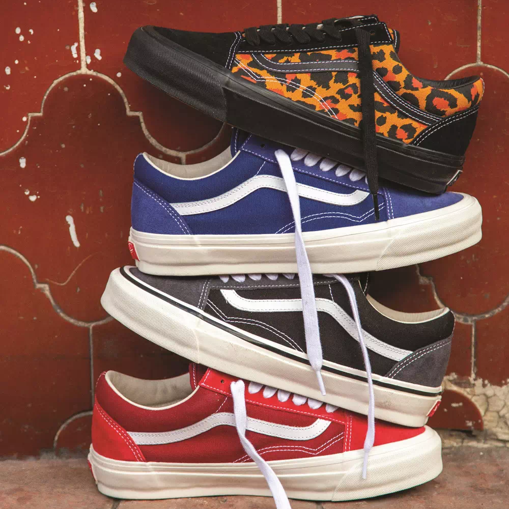 【2025年 2/7 発売】VANS PREMIUM OLD SKOOL "Red/Blue/Grey/Leopard" (バンズ プレミアム オールドスクール "レッド/ブルー/グレー/レオパード") [VN000D56]