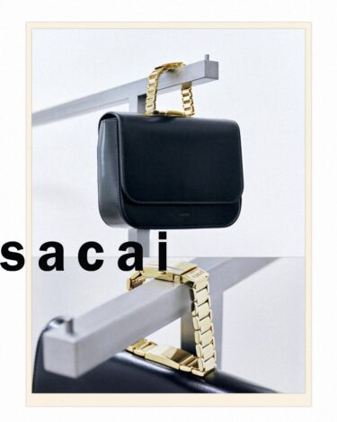 sacai Spring & Summer 2025 Collectionから、ウォッチベルトに着想を得たブラックカラーのBagの2型とTrifoldの1型が2025年 2/28 発売 (サカイ)