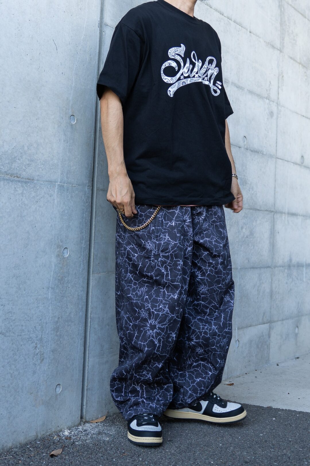 【抽選販売】S.W.U.N “CRACKED SNAKESKIN PANTS” 2カラー (エスダブルユーエヌ “クラックド スネークスキン パンツ”)