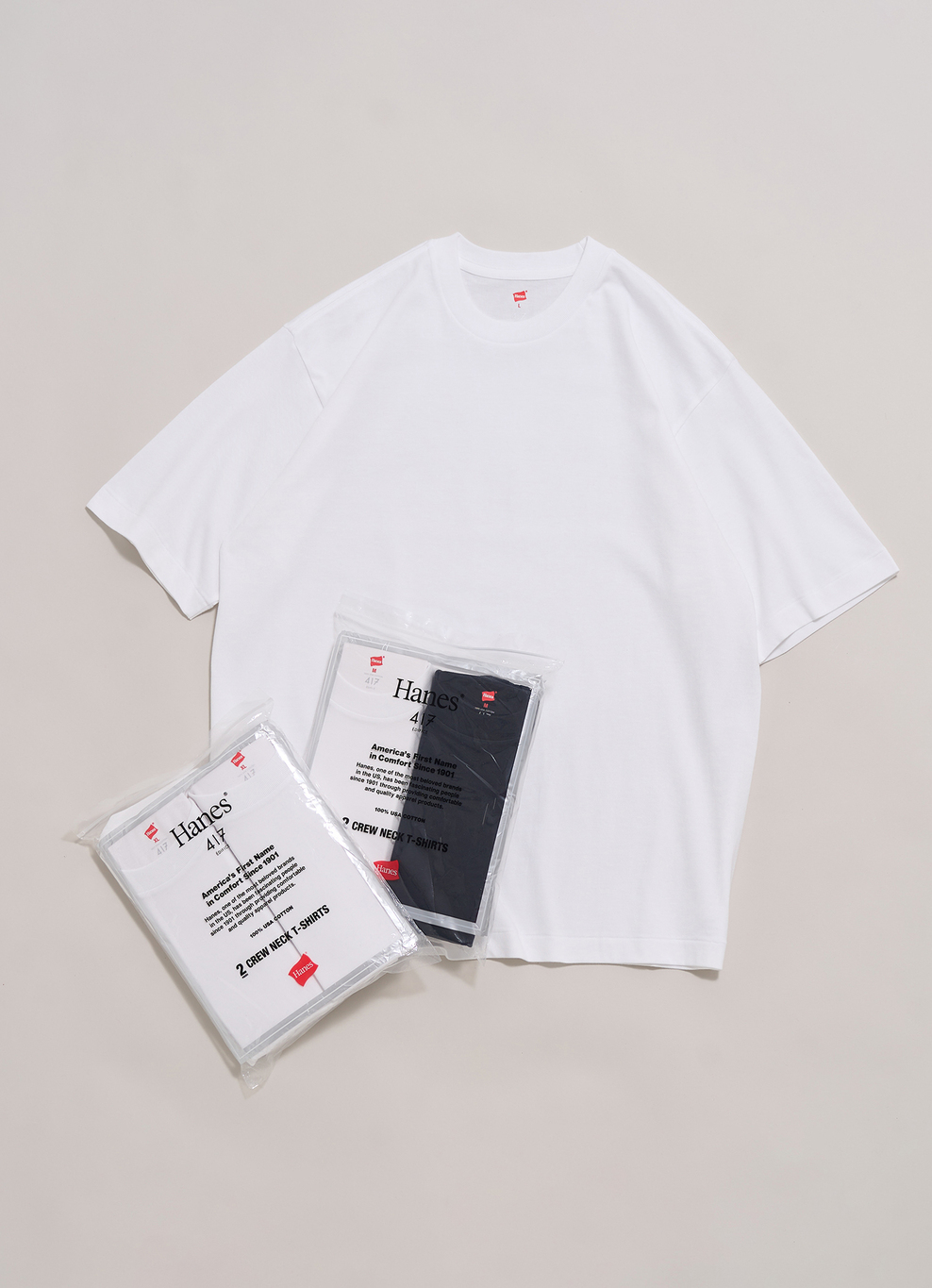 417 EDIFICE × HANES 別注 New USコットンクルーネックTシャツ “2枚セット” (エディフィス ヘインズ)